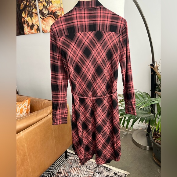 All Saints Plaid Button-Up Dress with Sash - Picture 5 of 5